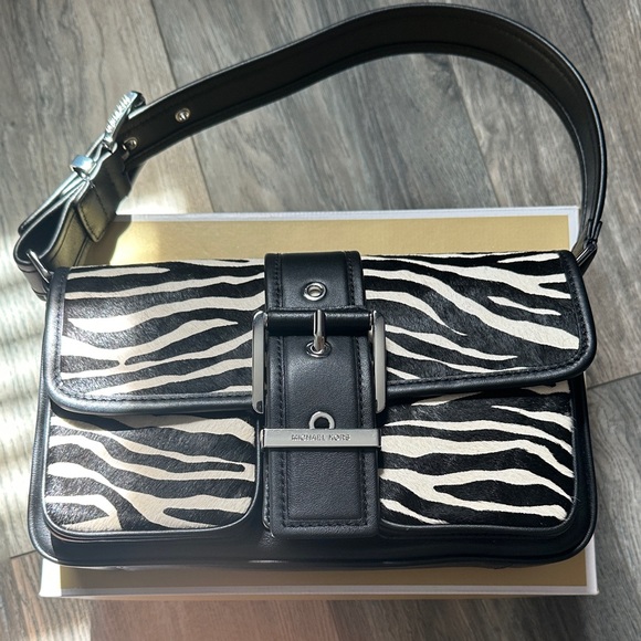Michael Kors Colby Medium Zebra Print Calf Hair Shoulder Bag - Picture 1 of 3